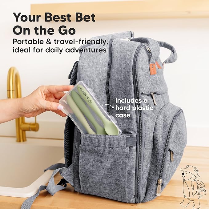 KeaBabies Silicone Baby Spoons, Self Feeding 6-12 months - 3-Pack Baby Weaning Eating Utensils, Toddler First Food Training Spoon, Infant, Kids Feeding Supplies Essential Set, Dishwasher-safe (Sage)