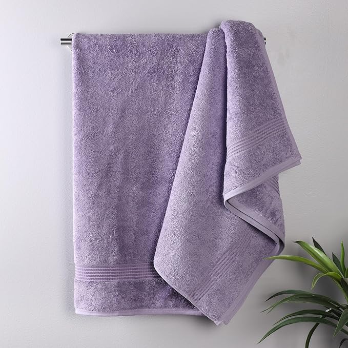 Superior Egyptian Cotton Bath Towel Set, Home Bathroom Towels, Master, Guest Bath, Decor Essentials, Quick Dry, Absorbent, Large Body Towels, Spa, Hotel, Resort, Adult, Kids, Set of 2, Royal Purple