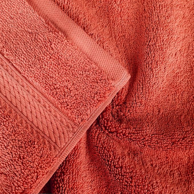 Superior Egyptian Cotton Pile Bath Sheet Set of 2, Ultra Soft Luxury Towels, Thick Plush Essentials, Absorbent Heavyweight, Guest Bath, Hotel, Spa, Home Bathroom, Shower Basics, Coral