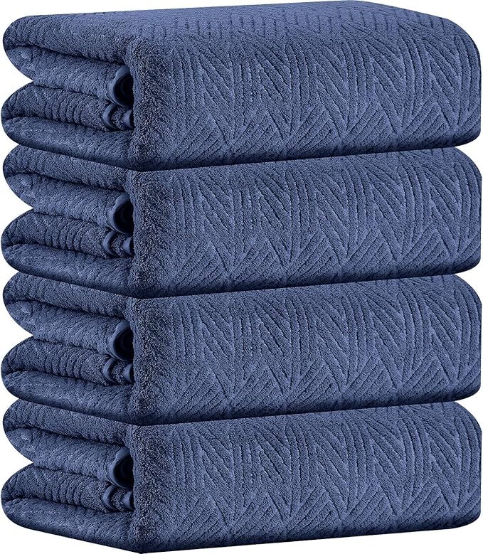 CHINO Bathroom Towel Set,35x70 Inch Bath Sheets Towels for Adults,Jumbo Bath Towels Extra Large Quick Dry Towel Soft Absorbent Oversized Towels Microfiber Shower Towels Hotel Spa (4 Pcs Navy Blue)