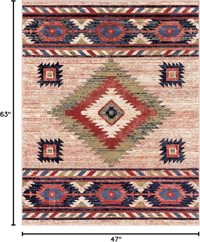 Well Woven Tulsa Lea Cream Traditional Southwestern Tribal 3x5 (3'11" x 5'3") Area Rug