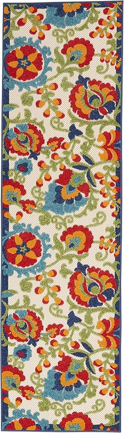 Nourison Home Aloha Multicolor 2'3" x 8' Area Rug - Easy Clean, Non Shedding, Bed Room, Living Room, Dining Room, Kitchen (8' Runner)