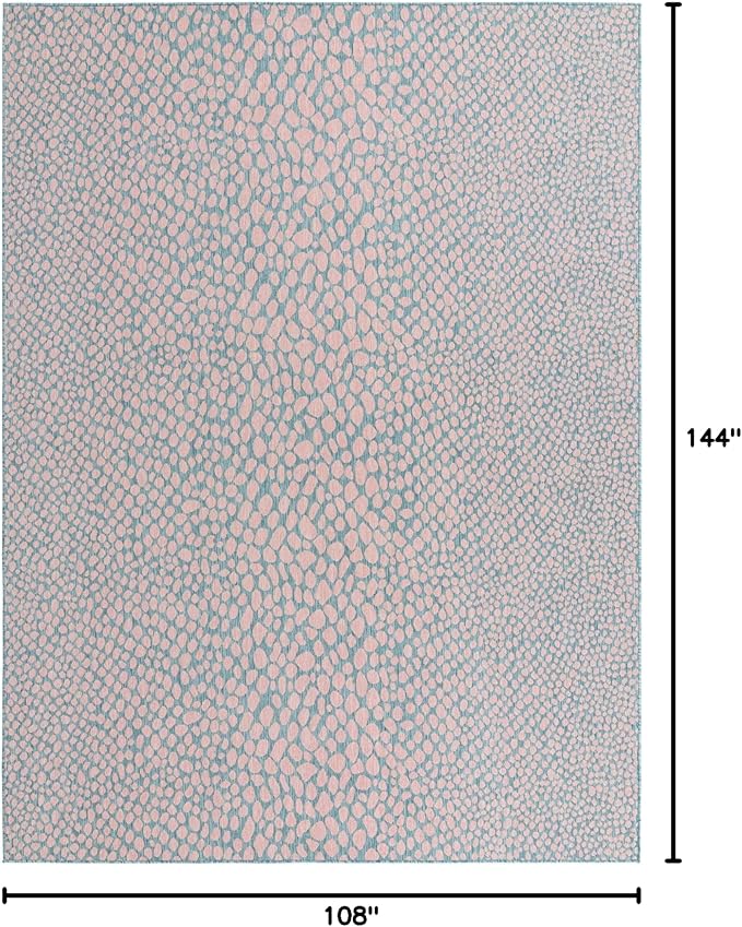 Unique Loom Jill Zarin Jill Zarin Outdoor Collection Area Rug - Cape Town (9' x 12' Rectangle, Pink and Aqua/Light Blue)