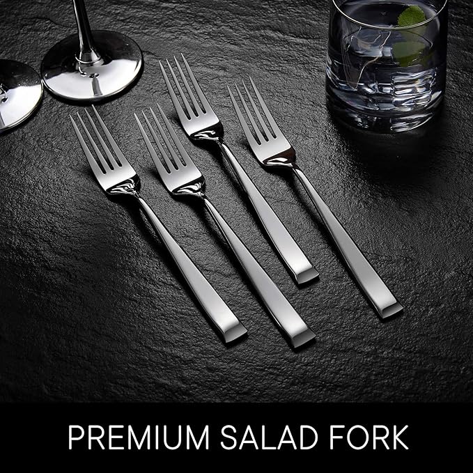 Royalrose Alexander Fine Forks, Set of 4, 18/10 Stainless Steel, Well Made, Dishwasher Safe, Heavy Duty Fork (7.3" Salad Fork)