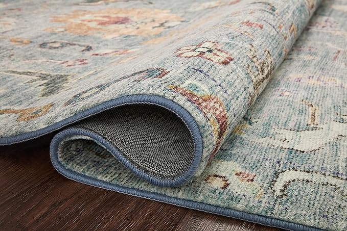 Loloi Margot Collection MAT-06 Denim/Multi 2'-6" x 9'-6" Runner Rug feat. CloudPile, No-Shed Easy Clean Large Patterned Area Rug for Living Room, Bedroom, Dining Area