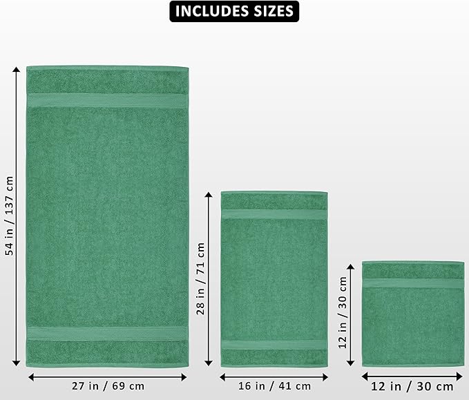 Utopia Towels 8 Piece Luxury Towel Set – Majestic Plush, Super Absorbent & Quicker-to-Dry, Thick 100% Ring Spun Cotton Towels for Bathroom, Spa & Hotel – 2 Bath, 2 Hand, 4 Washcloths, Hunter Green
