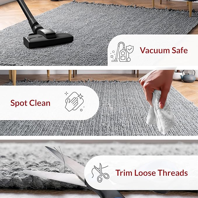 Nuloom Daniela Grey, 4' x 6', Handmade, Jute, Tassel, Soft and Textured, High Traffic, Stain Resistant, Easy Clean, Durable Area Rug for Bedroom, Living Room, Dining Space, Foyer, Entryway