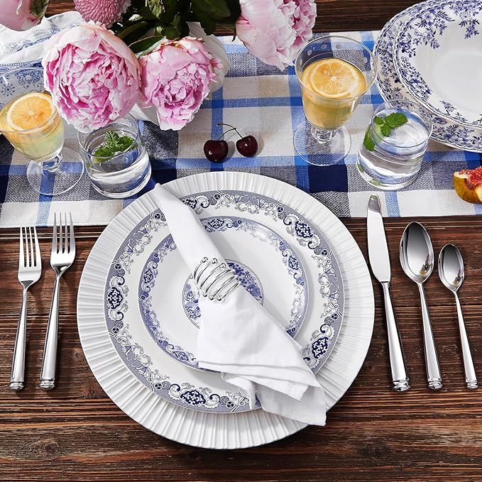 KEAWELL Premium Regal 20-Piece Silverware Set – 18/10 Stainless Steel Flatware with Tapered Column Handles, Dishwasher Safe and Perfect for Gifting or Formal Dining (20, Silver)