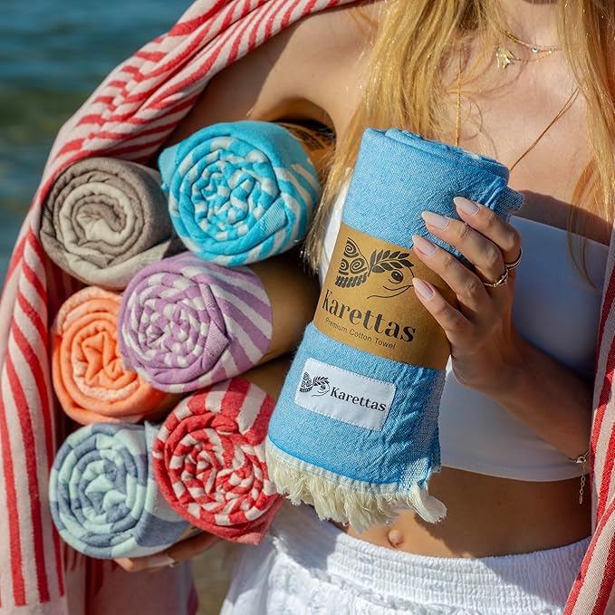 Turkish Beach Towel - 100% Organic Cotton - Soft, Quick-Dry, Sand Proof, Prewashed - Lightweight & Oversized for Beach, Pool, Yoga, Bath, Travel, Gym, Throw - Sienna (Brown)