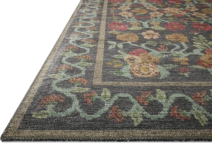 Loloi Rifle Paper Co. Rosa Collection RSA-01 Black 3'-9" x 5'-6" Accent Rug