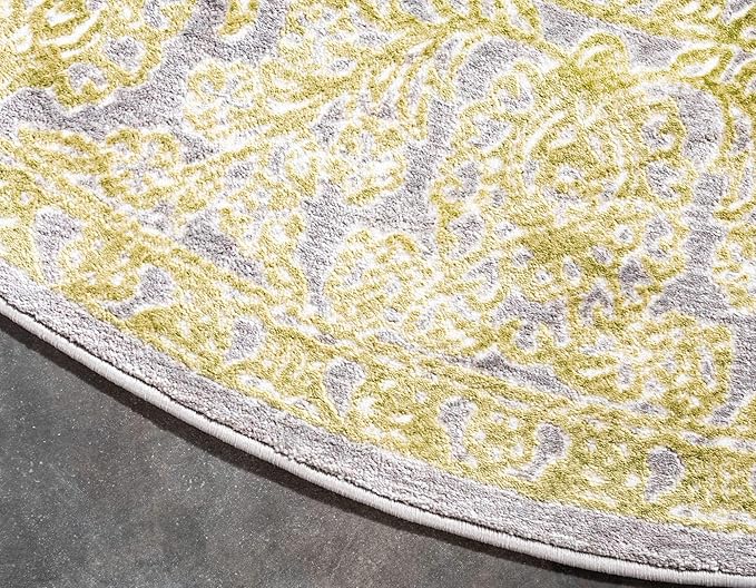 Unique Loom Traditional Classic Intricate Design Distressed Vintage Detail, Area Rug, 6' 0" x 6' 0", Light Green/Gray