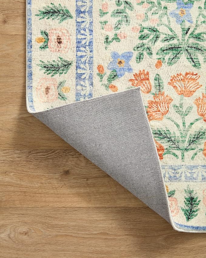 Loloi Rifle Paper Co. Eden Collection EDE-02 Mughal Garden Cream 7'-6" x 9'-6" Area Rug feat. CloudPile™