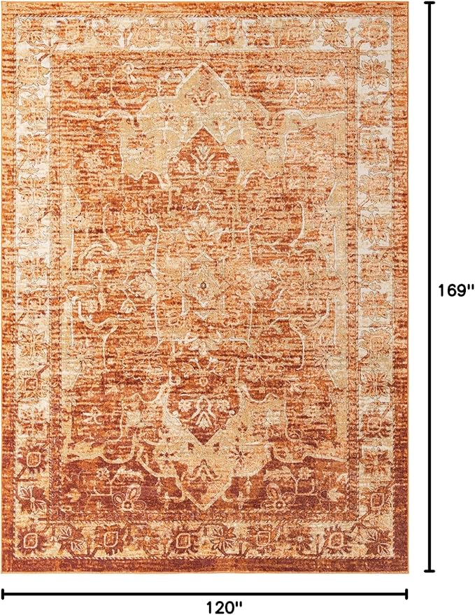 Unique Loom Isabella Collection Area Rug - Adjani (10'x 14' 1" Rectangle, Rust Red/ Black)