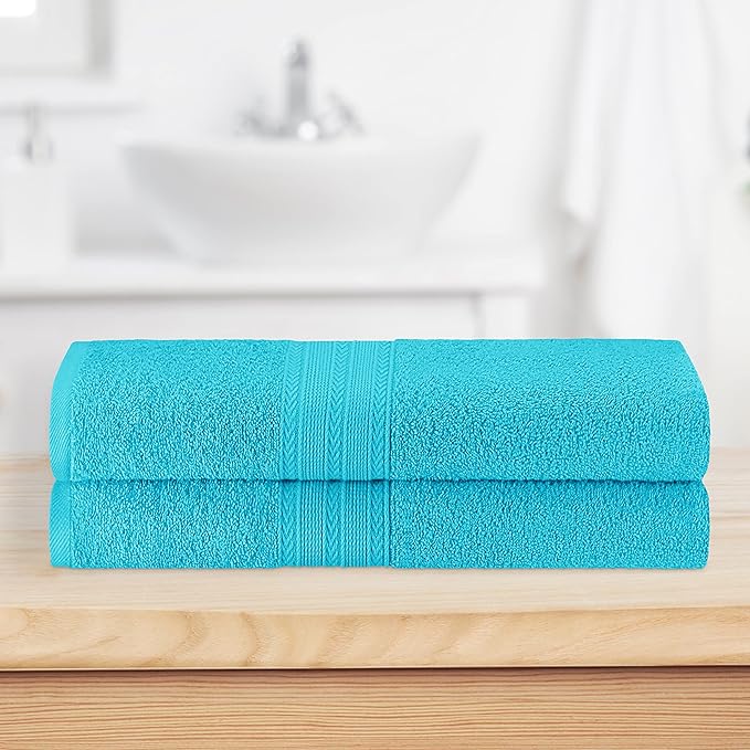 Superior Eco-Friendly Cotton 2-Piece Bath Sheet Set, Oversized Towels for Adults and Kids, Body Towels for Shower, Bath, Quick Dry, Resort, Bathroom Basics, Home, Apartment Essentials, Turquoise