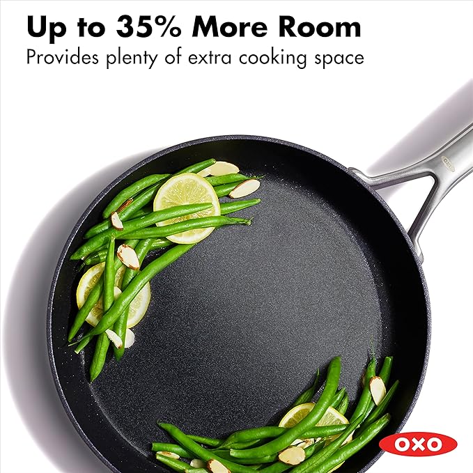 OXO Professional 10" Frying Pan Skillet, Hard Anodized Ceramic Nonstick Cookware PFAS-Free, Induction Suitable, Stainless Steel Handles, Diamond Reinforced Coating, Dishwasher Safe, Oven Safe, Black
