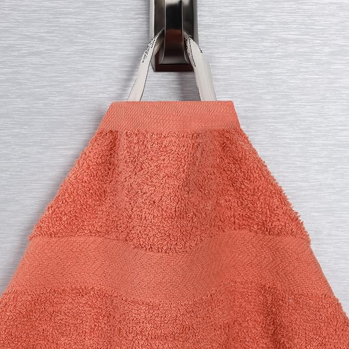 Superior 12-Piece Cotton Assorted Towel Set, Includes 6 Face/Washcloths, 4 Hand, and 2 Bath Towels, Lightweight Essentials, for Home, Gym, Beach, Bathroom, Quick Drying, Franklin Collection, Coral