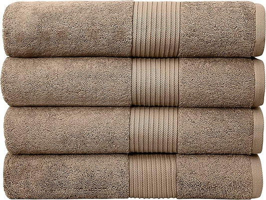 Luxury Oversized Bath Towels | Hotel Quality | Soft & Highly Absorbent |Quick Dry | 650 GSM Bath Sheets| Combed Cotton | Thick & FluffyBathroom Towels | Mocha - 4 Pack