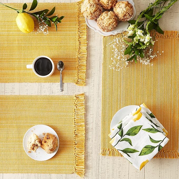 DII Variegated Tabletop Collection, Placemat Set3x19, Apricot, 6 Piece