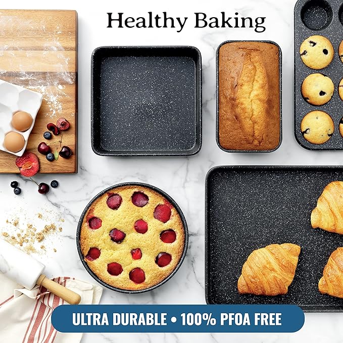 GRANITESTONE 20Pcs Pots and Pans Set Non Stick Cookware Set, Kitchen Cookware Sets with Deep Frying Pan, Bakeware Set & Steamer for Cooking, Non Toxic PFOA PFOS Free, Oven & Dishwasher Safe