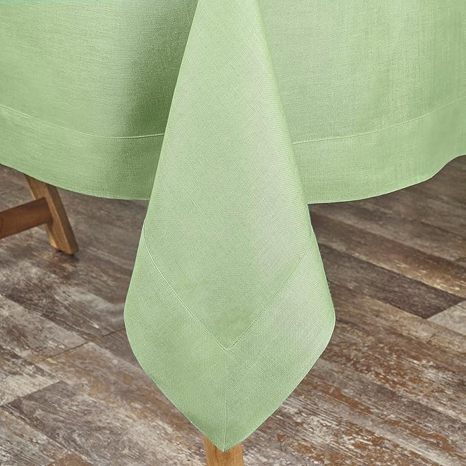 D'Moksha Homes Linen Tablecloth 60 x 120 Inch - 100% Pure Linen Sage Green Table Cloth for Rectangle Tables - Machine Washable Cloth Tablecloth for Winter, Holiday, New Year