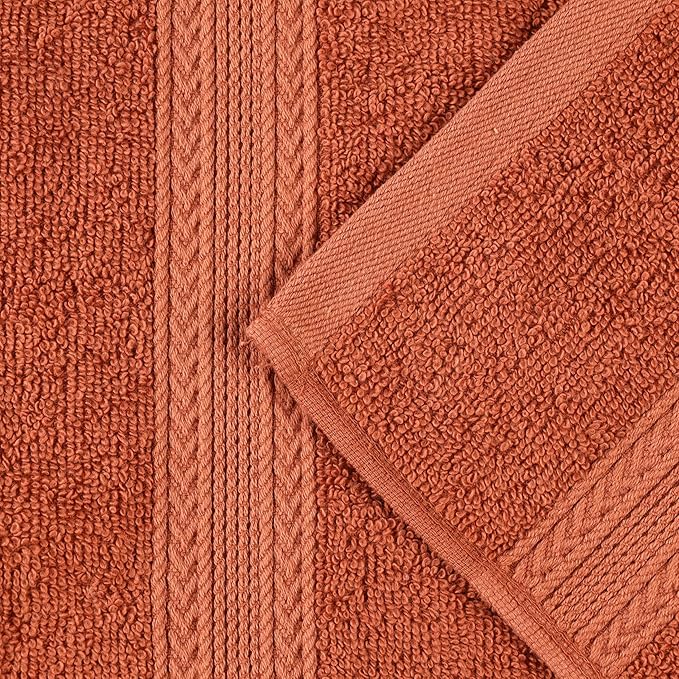Superior Eco-Friendly Cotton 6-Piece Towel Set, Bathroom, Shower, Spa, Large and Small Assorted Towels for Home, Apartment, Dorm, 2 Bath, 2 Hand, 2 Face/Washcloth, Soft, Highly Absorbent, Copper