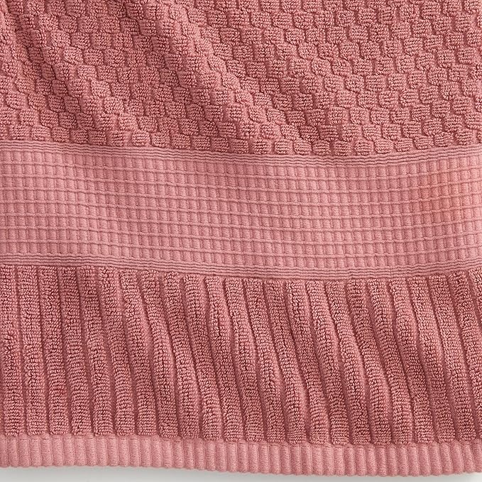 NY Loft 100% Cotton 2 Pack Bath Sheet Towel Set | Extra Large Oversize Bath Towels | Absorbent & Quick-Dry | Textured and Durable Cotton | Rose Pink