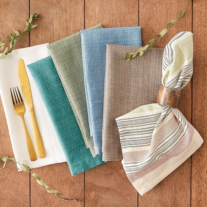 DII Variegated Tabletop Collection, Napkin Set, 20x20, Light Blue, 6 Piece