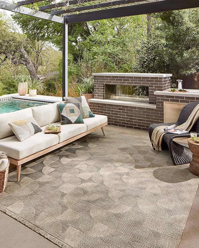 Loloi Dawn Collection Indoor/Outdoor DAW-08 Beige 8'-10" x 12'-2" Area Rug