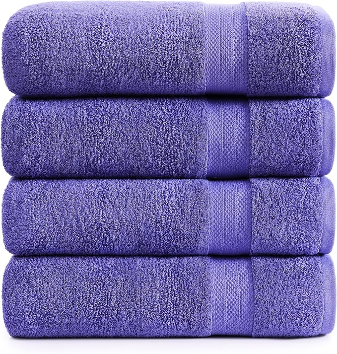 LANE LINEN Bath Towels Set of 4 (28"x54") - 100% Ring Spun Cotton Bathroom Towel Set - Durable, Quick Dry, Soft & Highly Absorbent Large Bath Towels - Holds Well After Multiple Washes - Blue Irish