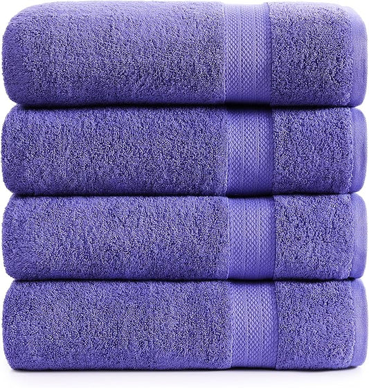LANE LINEN Bath Towels Set of 4 (28"x54") - 100% Ring Spun Cotton Bathroom Towel Set - Durable, Quick Dry, Soft & Highly Absorbent Large Bath Towels - Holds Well After Multiple Washes - Blue Irish