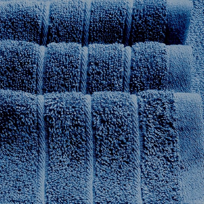 Tens Towels Pack of 8 Towels Set, 2 Extra Large Bath, 2 Hand, 4 Washcloths, 100% Cotton, Lighter Weight, Quicker to Dry, Super Absorbent, Perfect for Bathroom, Blue
