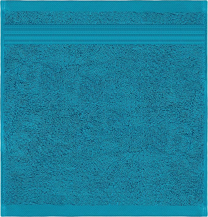 American Veteran Towel, 100% Cotton Turkish Washcloths for Bathroom Essentials 4 Pack, Soft Absorbent Wash Cloths Quick Drying Small Towels Washrags, Aqua Blue