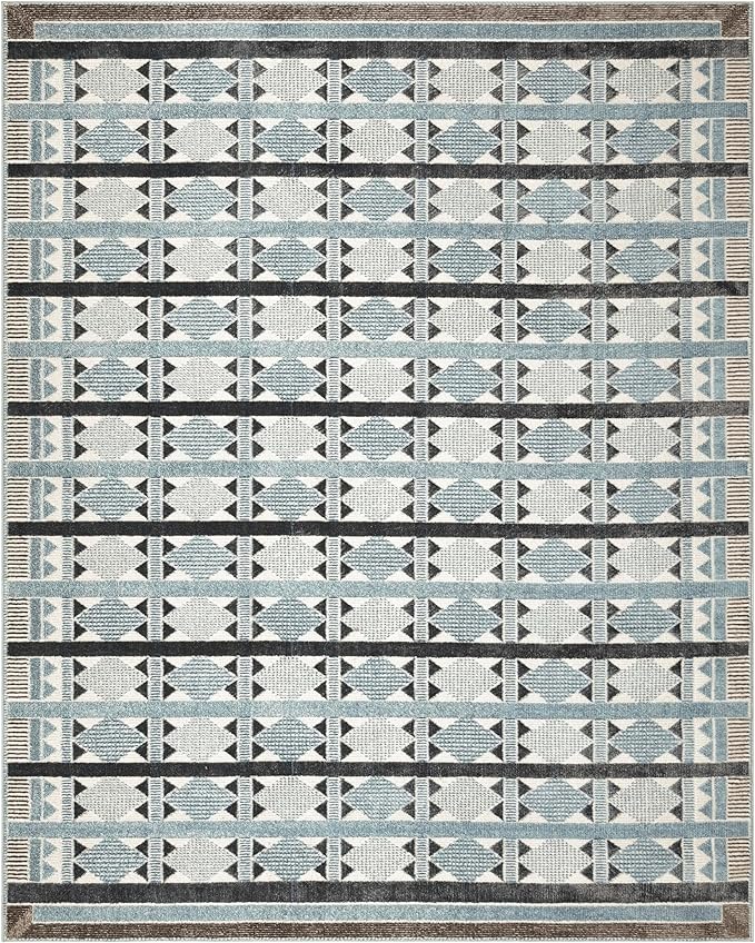 Nourison Home Nordic Blue 8' x 10' Area Rug - Easy Clean, Non Shedding, Bed Room, Living Room, Dining Room, Kitchen (8' x 10')