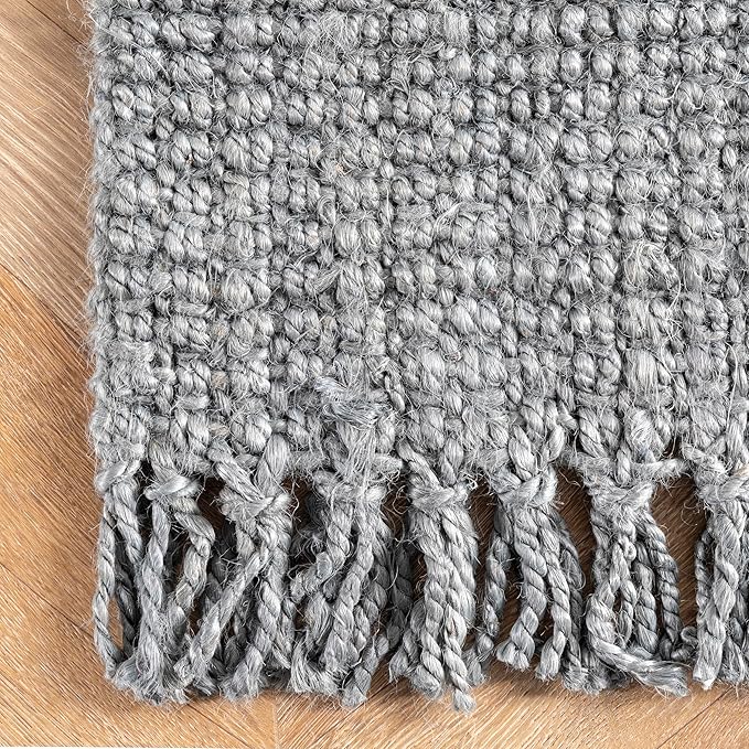 Nuloom Daniela Grey, 2'6" x 8', Handmade, Jute, Tassel, Soft and Textured, High Traffic, Stain Resistant, Easy Clean, Durable Runner for Bedroom, Living Room, Dining Space, Foyer, Entryway