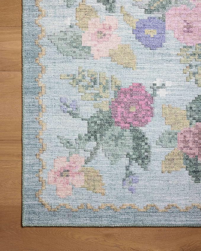 Loloi Rifle Paper Co. Rosa Collection RSA-02 Sky 2'-6" x 9'-6" Runner Rug