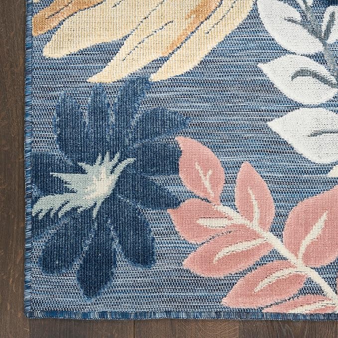Nourison Home Suncoast Denim Multi 4' x 6' Area Rug - Easy Clean, Non Shedding, Bed Room, Living Room, Dining Room, Kitchen (4' x 6')