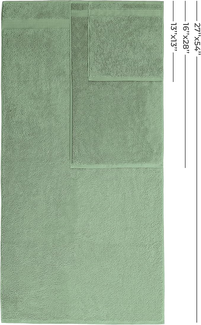 American Veteran Towel, 100% Cotton Turkish 6 Piece Towel Set, Luxury Towels Set of 6 for Bathroom Essentials, 2 Bath Towel 2 Hand Towel 2 Washcloth, Sage Green