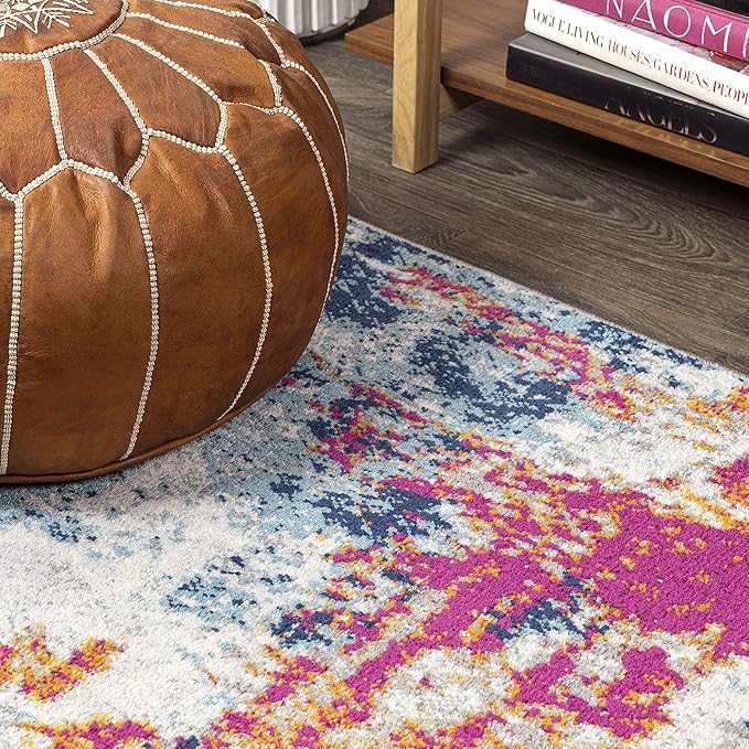 JONATHAN Y Sunset Modern Abstract Blue/Multi Indoor Area Rug, 5x8, Contemporary, Transitional, Easy-Cleaning for Living Room, Bedroom, Kitchen, Pet Friendly, Non-Shedding (CTP114A-5)