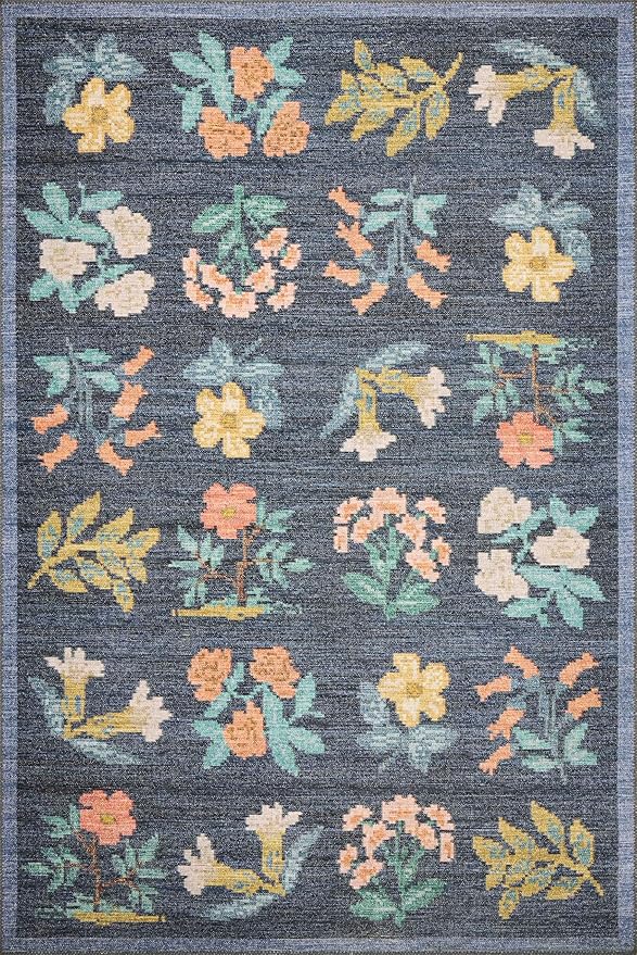 Loloi Rifle Paper Co. Rosa Collection RSA-03 Navy 2'-3" x 3'-9" Accent Rug