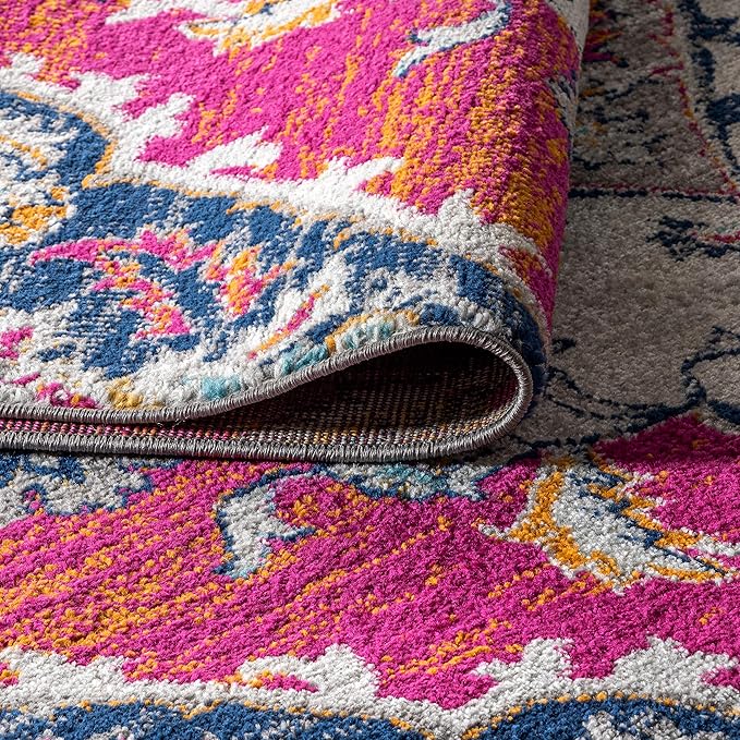 JONATHAN Y Boho Vintage Multi Indoor Area Rug, 4x6, Bohemian Flair Medallion, Chic, Floral, High Traffic for Living Room, Bedroom, Kitchen, Pet Friendly, Non-Shedding (BMF105A-4)