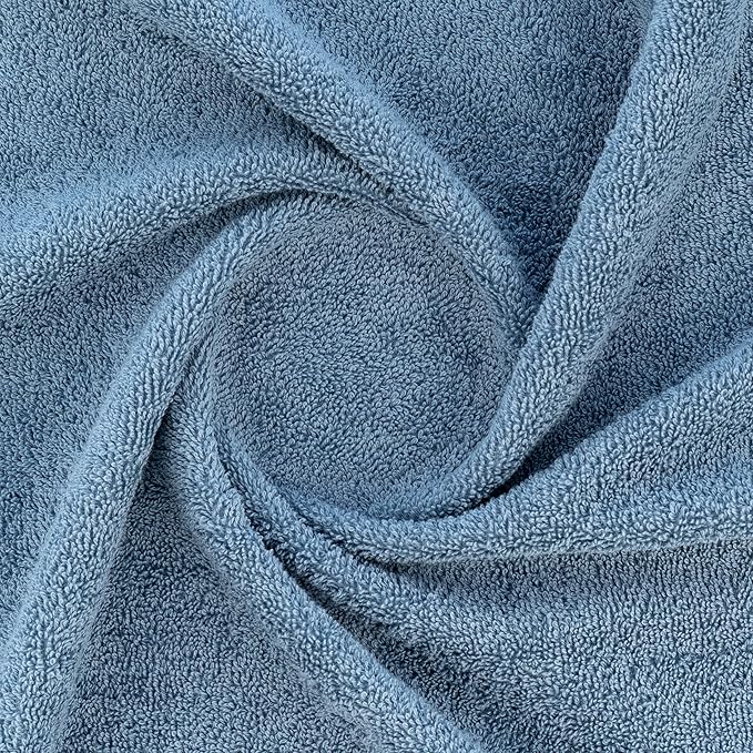 CASA COPENHAGEN Solitaire 6 Pieces Towel Set- Dusty Blue, 600 GSM 2 Bath Towel 2 Hand Towel 2 Washcloth, Designed in Denmark Made of Soft Egyptian Cotton for Bathroom, Kitchen & Shower