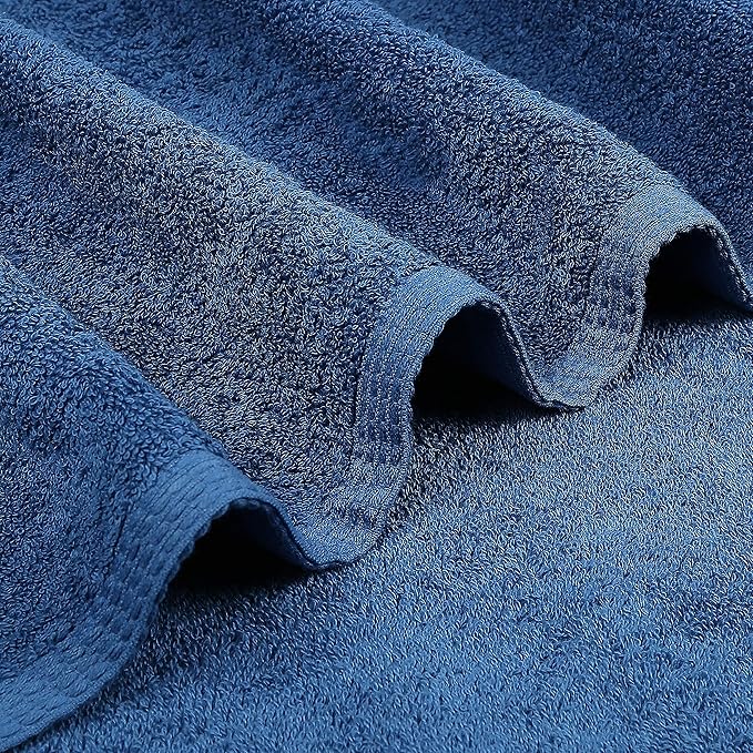 LANE LINEN Washcloths Pack of 24 - Spa & Salon Quality - 100% Ring Spun Cotton Face Cloths - Soft & Ultra Absorbent Wash Cloth Set for Body, Beauty, Home, Gym - Fingertip Towels - 13"x13", Navy Blue