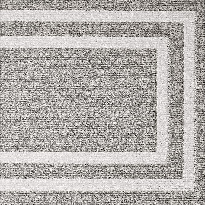 Nautica – Runner Rug 2 Piece Set | Indoor Runners for Hallways and Entry Rugs| Non-Skid Entry and Kitchen Door Mat| Machine Washable Carpet Rugs | 2'2" x 3'9" and 2'2" x 5' | Double Border Light Grey