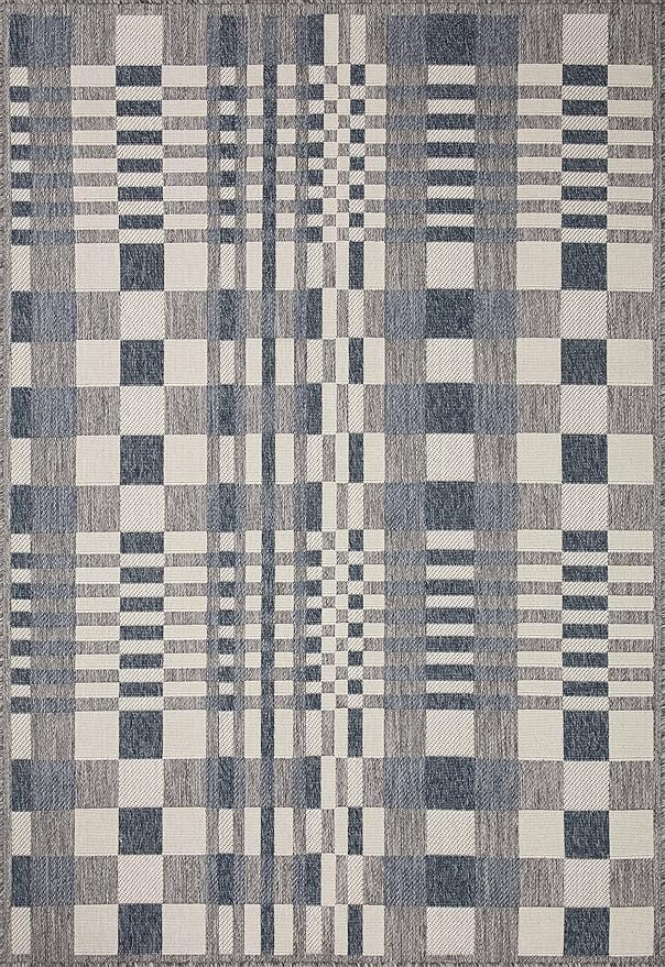 Loloi Rainier Collection RAI-04 Ivory/Denim 5'-3" x 7'-7" Area Rug