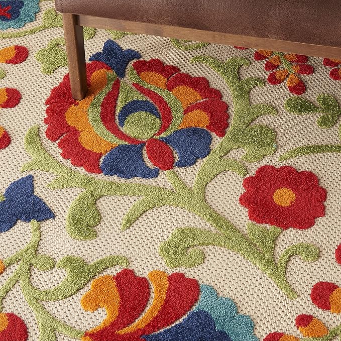 Nourison Home Aloha Multicolor 7'10" x 10'6" Area Rug - Easy Clean, Non Shedding, Bed Room, Living Room, Dining Room, Kitchen (8' x 11')