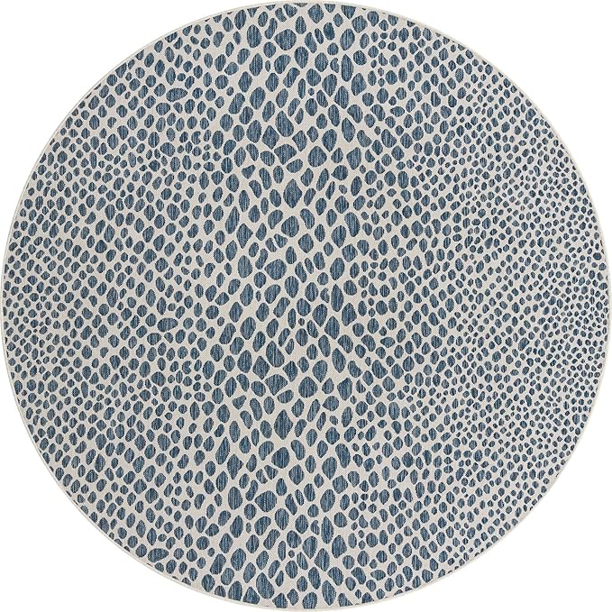 Unique Loom Outdoor Collection Area Rug - Cape Town (7' 10" Round, Blue/ Olive)