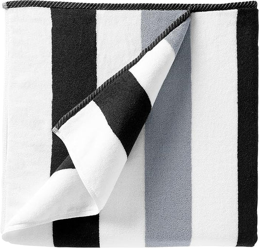 Laguna Beach Textile Co. Striped Cabana Oversized Beach Towel (Black & Gray)
