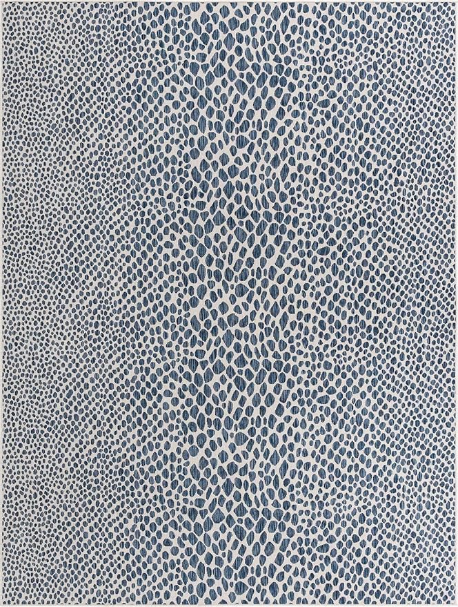 Unique Loom Outdoor Collection Area Rug - Cape Town (9' x 12' Rectangle, Blue/Ivory)