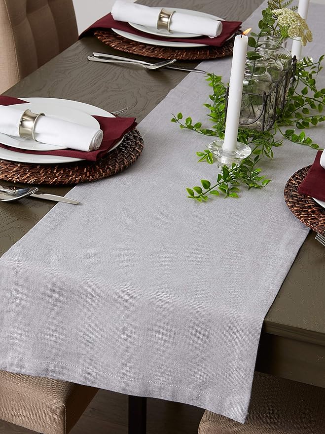 DII Chambray Kitchen, Tabletop Collection, Gray, 14x72 Table Runner