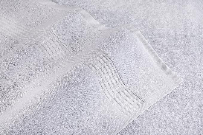 American Veteran Towel, 6 Piece Towel Set for Bathroom, 100% Cotton Turkish Bathroom Towels, 2 Bath Towels 2 Hand Towels 2 Washcloths, White